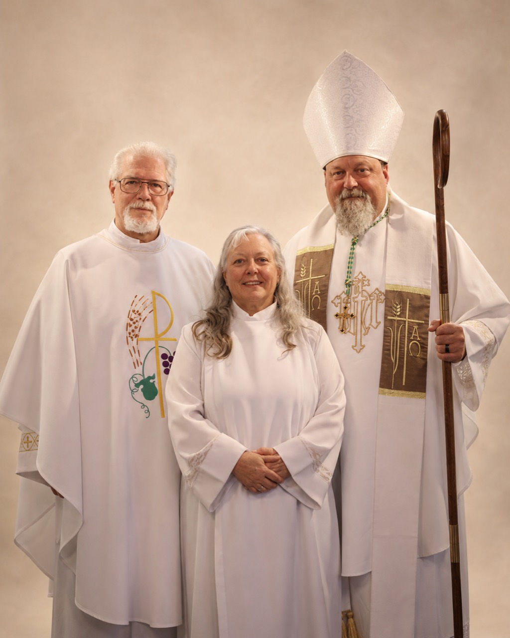 Fr. Mark Schmidt with Bishop Linda Pilato and Bishop James Morgan